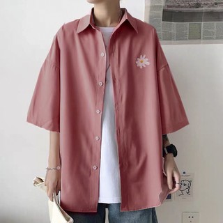 Sơ mi hoa cúc unisex in lụa