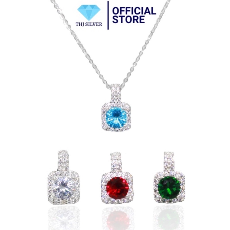 Dây chuyền nữ mặt vuông đính đá THJ -Chuẩn bạc ta trắng đẹp (để lại ghi chú để chọn màu đá )