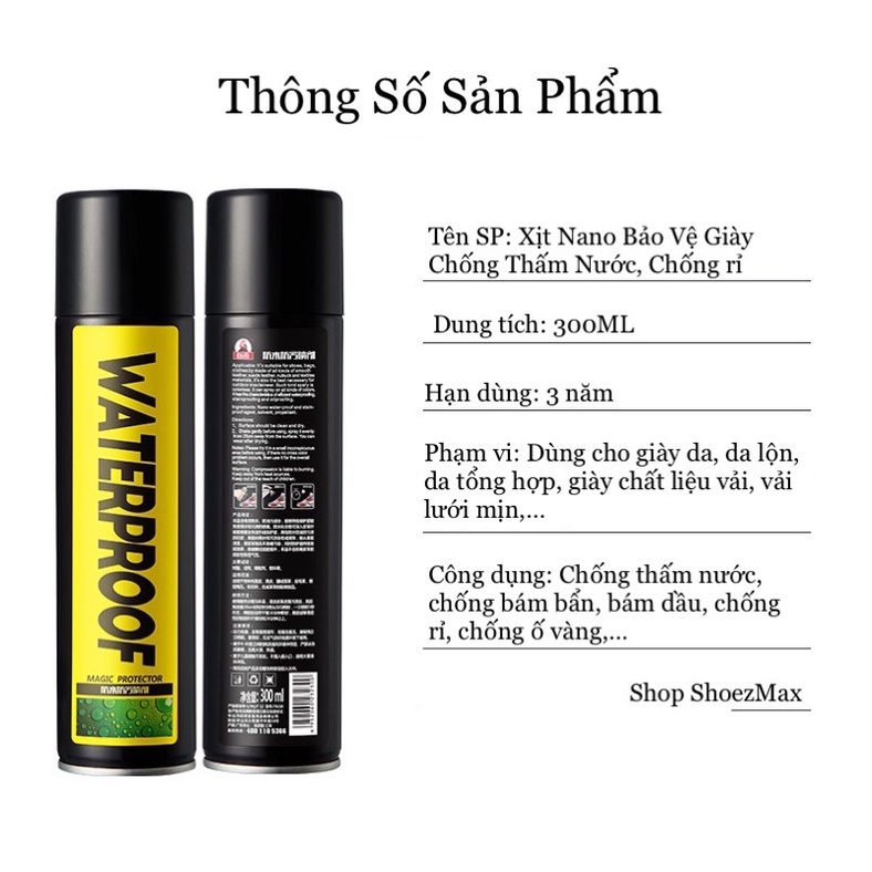 Bình Xịt Nano Bảo Vệ Giày Chống Thấm Nước Oxy Hoá Ố Vàng Và Rỉ 300ML