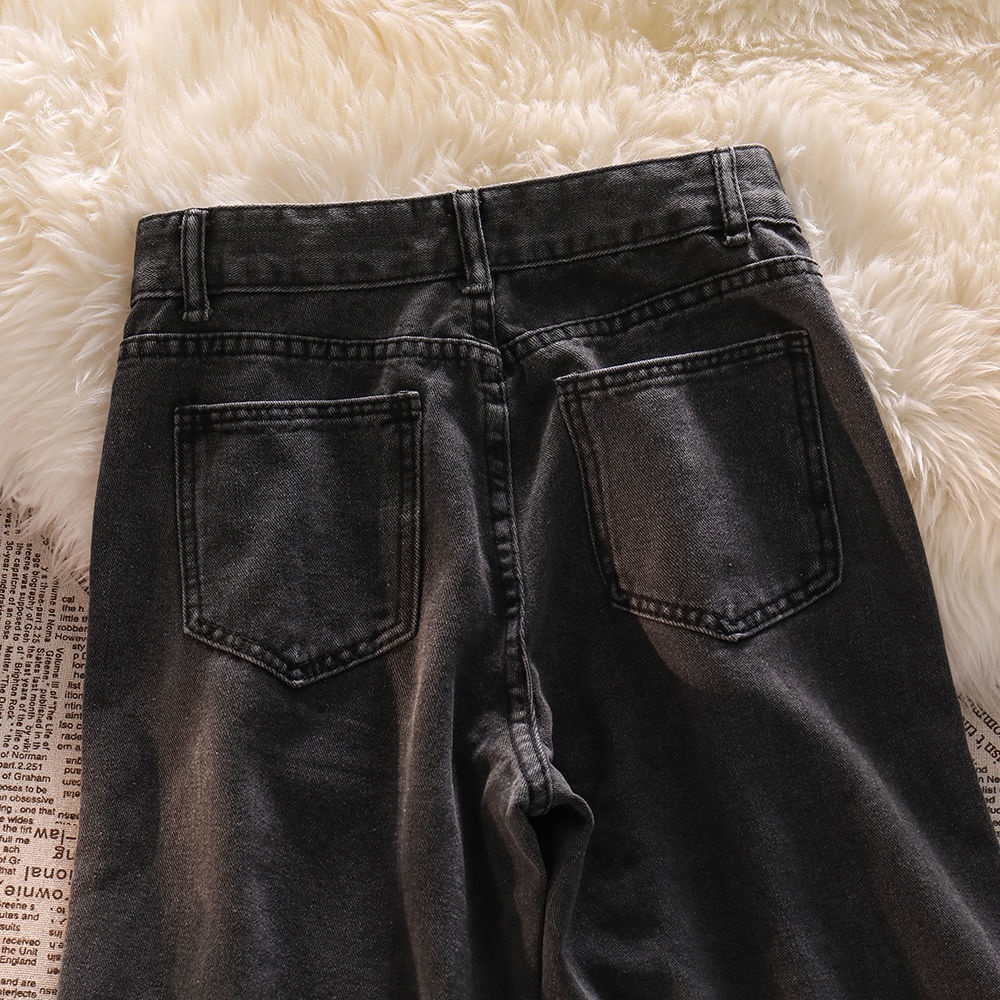 Dark Gray High Waisted Long Jeans Spring Autumn Fashion For Women 2022
