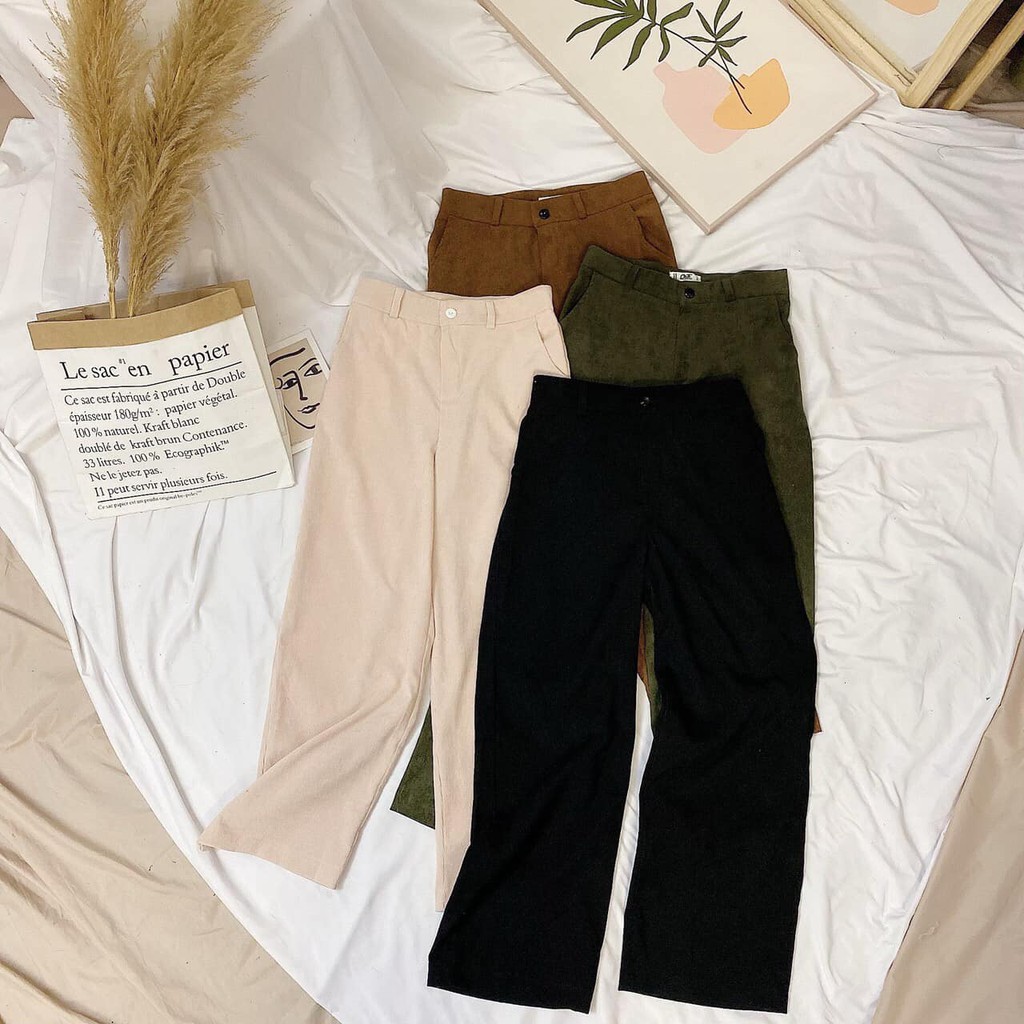 Quần Ống Suông Nữ, Quần Nhung Tăm Nữ Ống Rộng Lưng Cao Có Khóa Kéo Hàng Cao Cấp Đủ Size Màu Cơ Bản Dễ Phối Đồ. | BigBuy360 - bigbuy360.vn