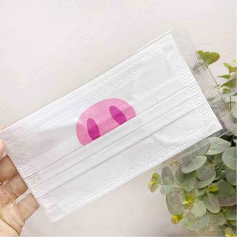 Khẩu trang in hình mũi thỏ trắng đáng yêu túi riêng từng cái