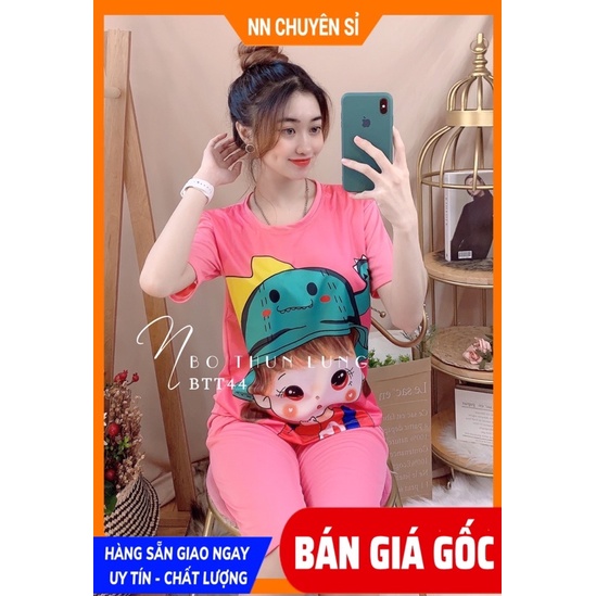 Đồ bộ thun lửng in hình cực xinh BTT44 ⚡Ảnh thật⚡ Đồ bộ mặc nhà