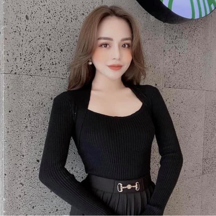 áo len nữ cổ vuông