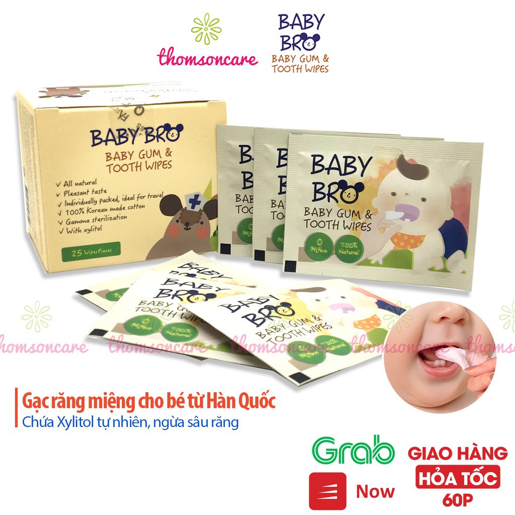 Gạc rơ lưỡi Baby Bro - Nhập khẩu Hàn Quốc - Baby Pro vệ sinh răng miệng cho bé - khăn lau răng Babybro 95