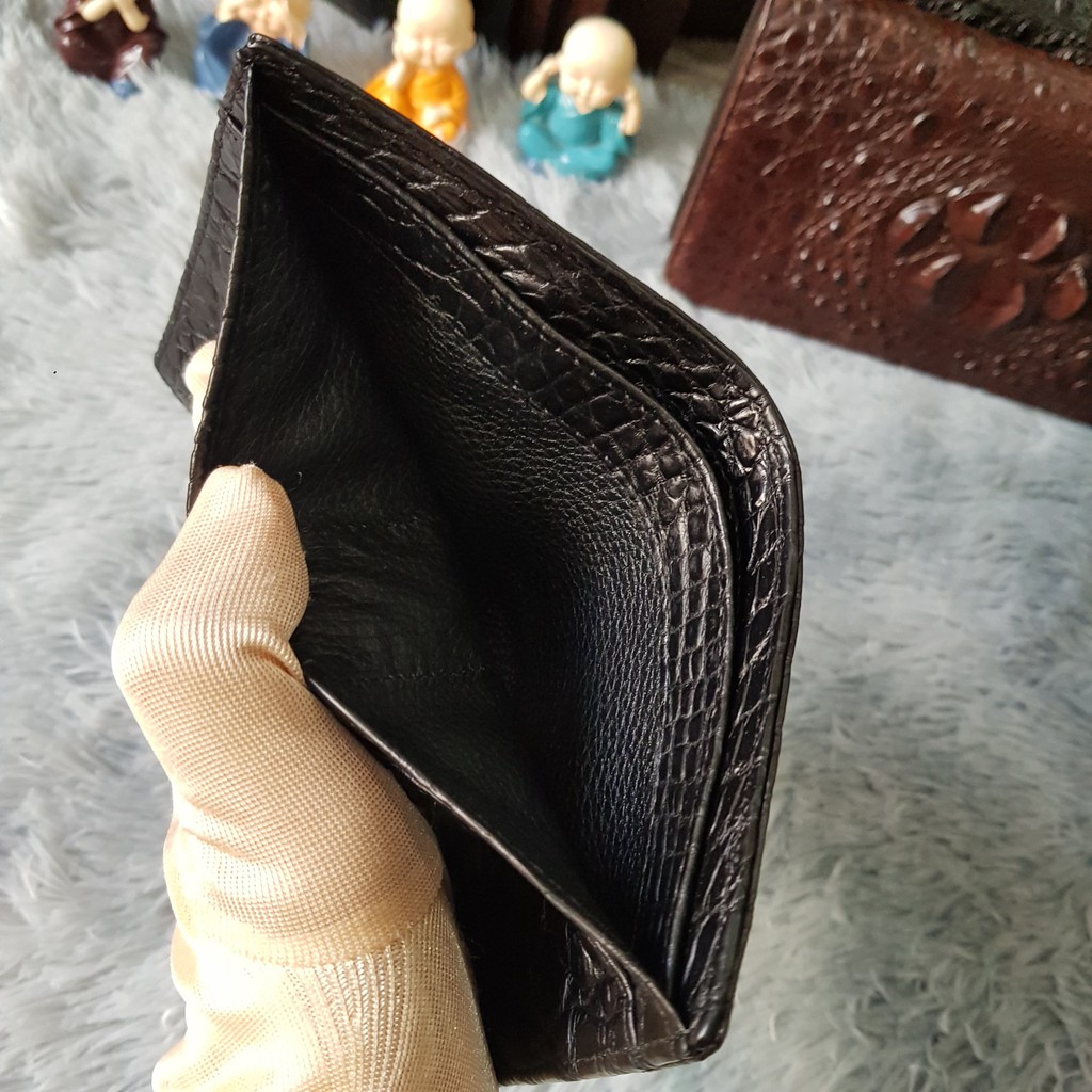 Ví Da Cá Sấu, Da Bụng | Ví Cá Sấu 2 Mặt, Ví Da Cá Sấu, Bóp Cá Sấu, Ví Cá Sấu Màu Đen | Dáng Đứng, Bóp Cá Sấu Nguyên Tấm