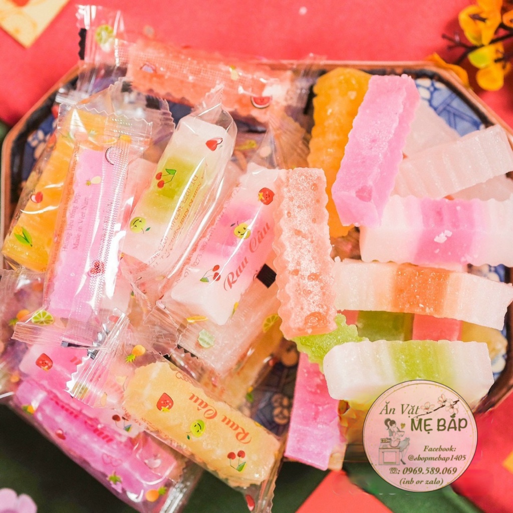 Mứt Rau Câu 3 Vị 500g - Vị Giòn, Sữa GIòn, Dẻo -  không phẩm màu Shop Mẹ Bắp