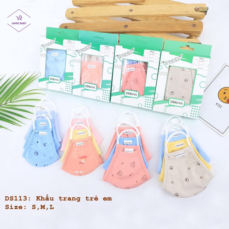 Khẩu trang vải sợi tre dokma mềm kháng khuẩn cho bé sơ sinh đến 4 tuổi set 3 cái - jamiebaby chăm sóc trẻ sơ sinh
