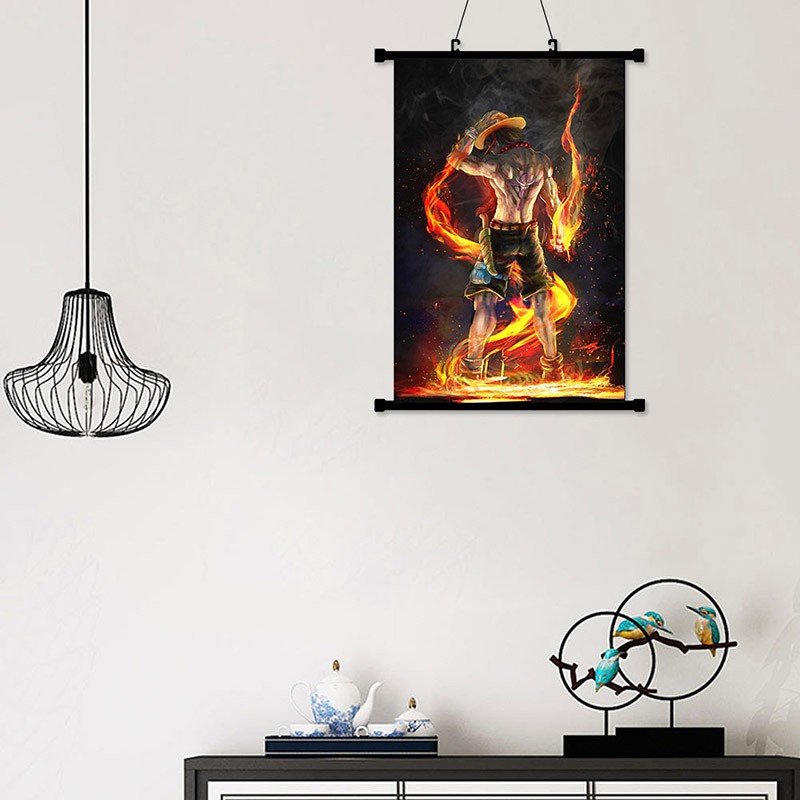 Áp phích hình nhân vật Portgas D. Ace chất liệu vải kích thước 60X90cm