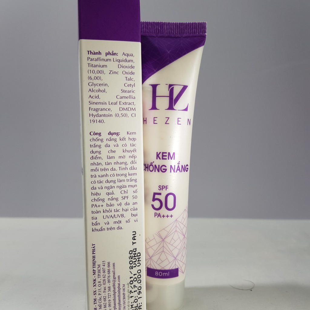 Kem chống  nắng  trắng da, che khuyết điểm, ngăn ngừa mụn  HEZEN .50SPF.80ml | BigBuy360 - bigbuy360.vn