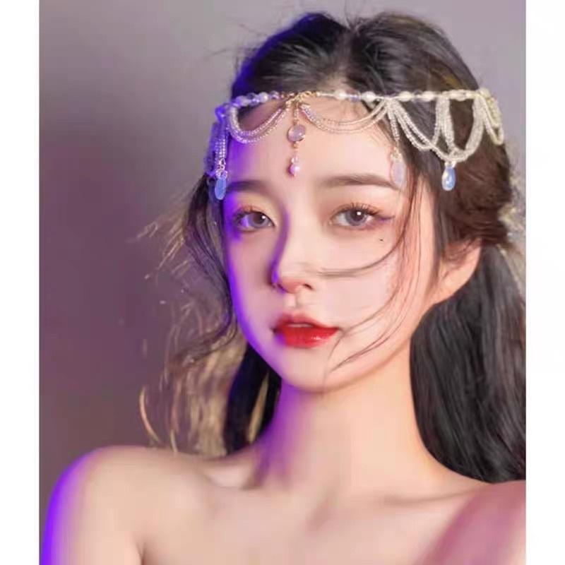 Vòng đội đầu đính hạt cosplay đa năng màu bạc