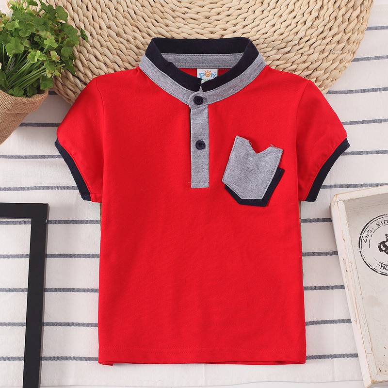 Áo thun polo cotton nguyên chất đơn giản cho bé trai