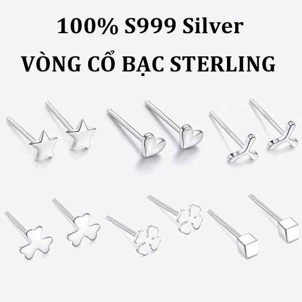 【Jewelry Time】1Pair 100% Sterling S999 Silver Ear Stick Stud Earrings