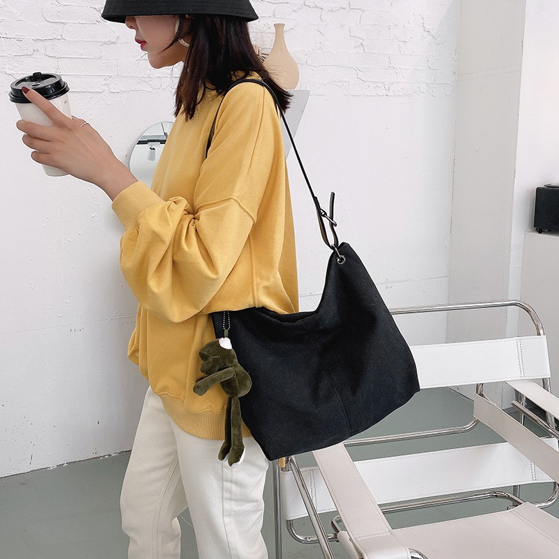 Túi đeo chéo túi đeo vai nữ CHEN vải canvas trơn đựng a4 đi học đi chơi, dây túi đeo vai da pu cao cấp TX25