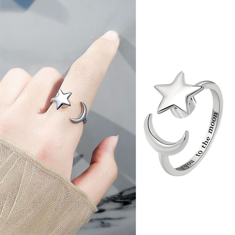 Nhẫn Mặt Trăng Và Ngôi Sao Xoay Độc Đáo Cho Nữ