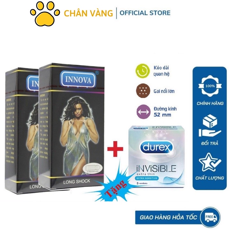 Combo 2 Hộp Bao Cao Su Gân Gai Kéo Dài Thời Gian - Tặng 1 Hộp BCS Durex Invisible Siêu Mỏng