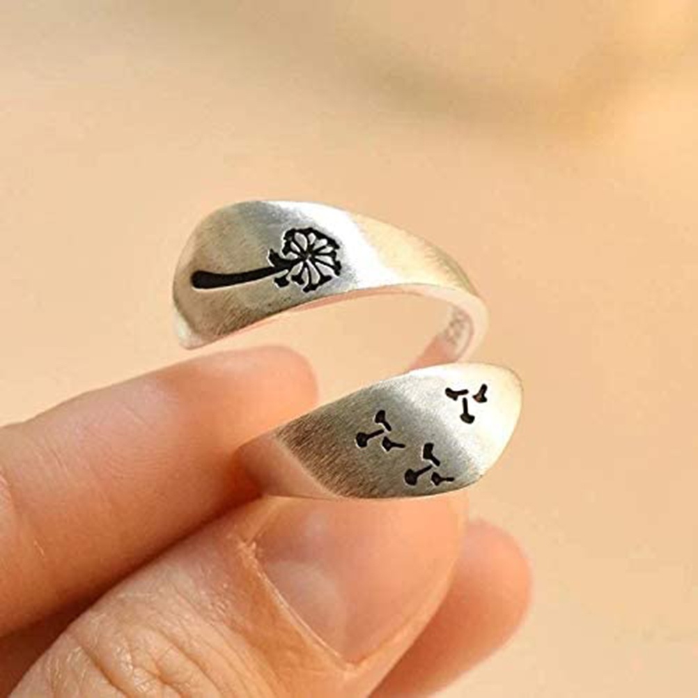 [house]Adjustable Open Ring Alloy Electroplating Art Ring Gift for Women and Girls Mountain Peak Pine Tree Dandelion