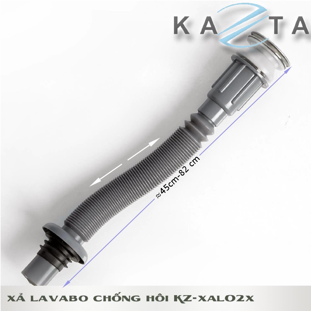 Bộ xả lavabo ruột gà Kazta KZ-XAL02X nhựa cao cấp- nút nhấn inox 304