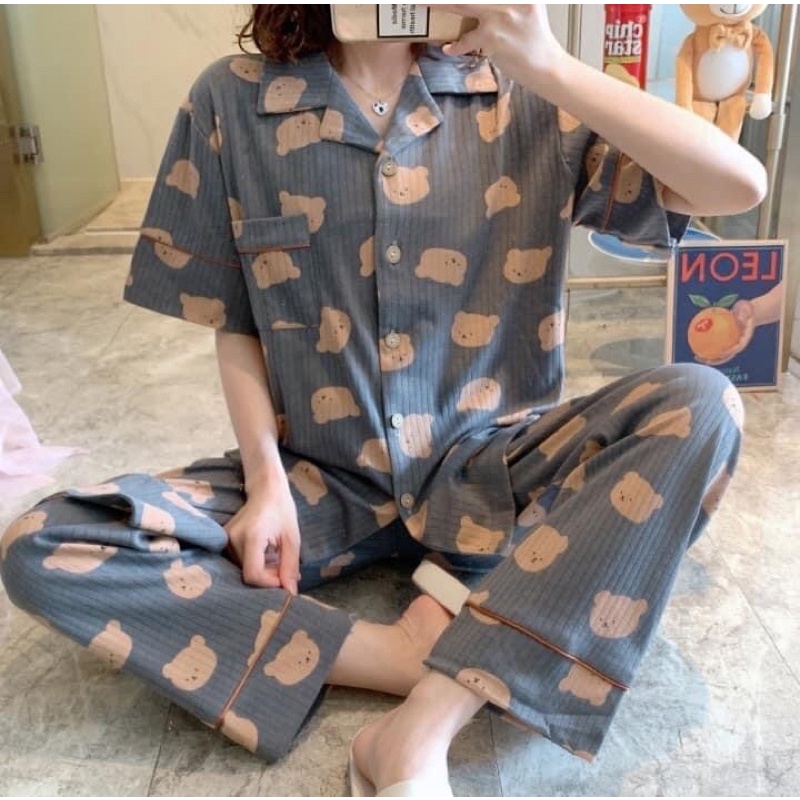 Bộ ngủ pijama cộc dài cute mặc nhà chất siêu mịn JUNIDO B26