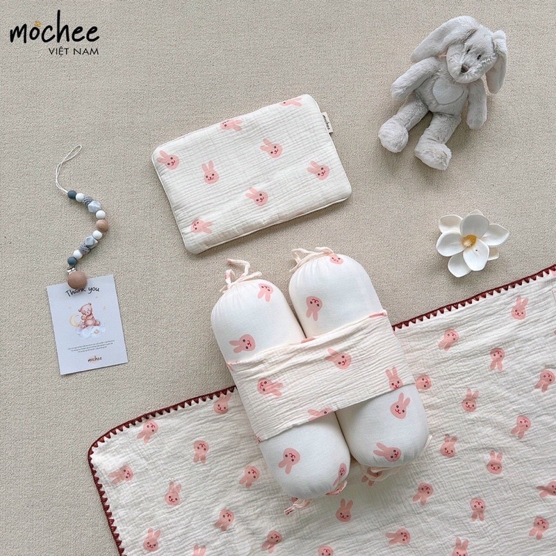 SET CHẶN BÔNG KÈM GỐI ĐẦU MOCHEE CHO BÉ