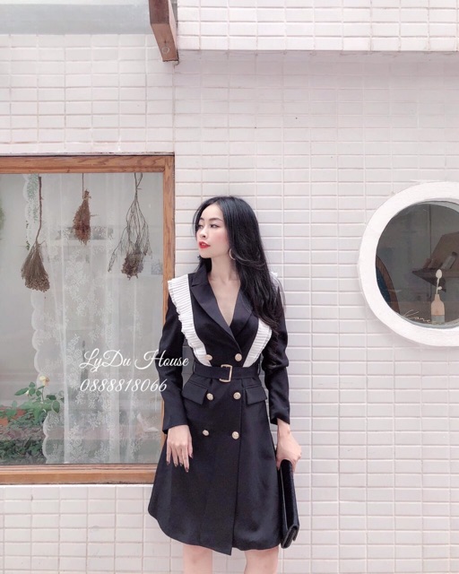 Đầm vest viền bèo dập ly (hình thật+video) | BigBuy360 - bigbuy360.vn