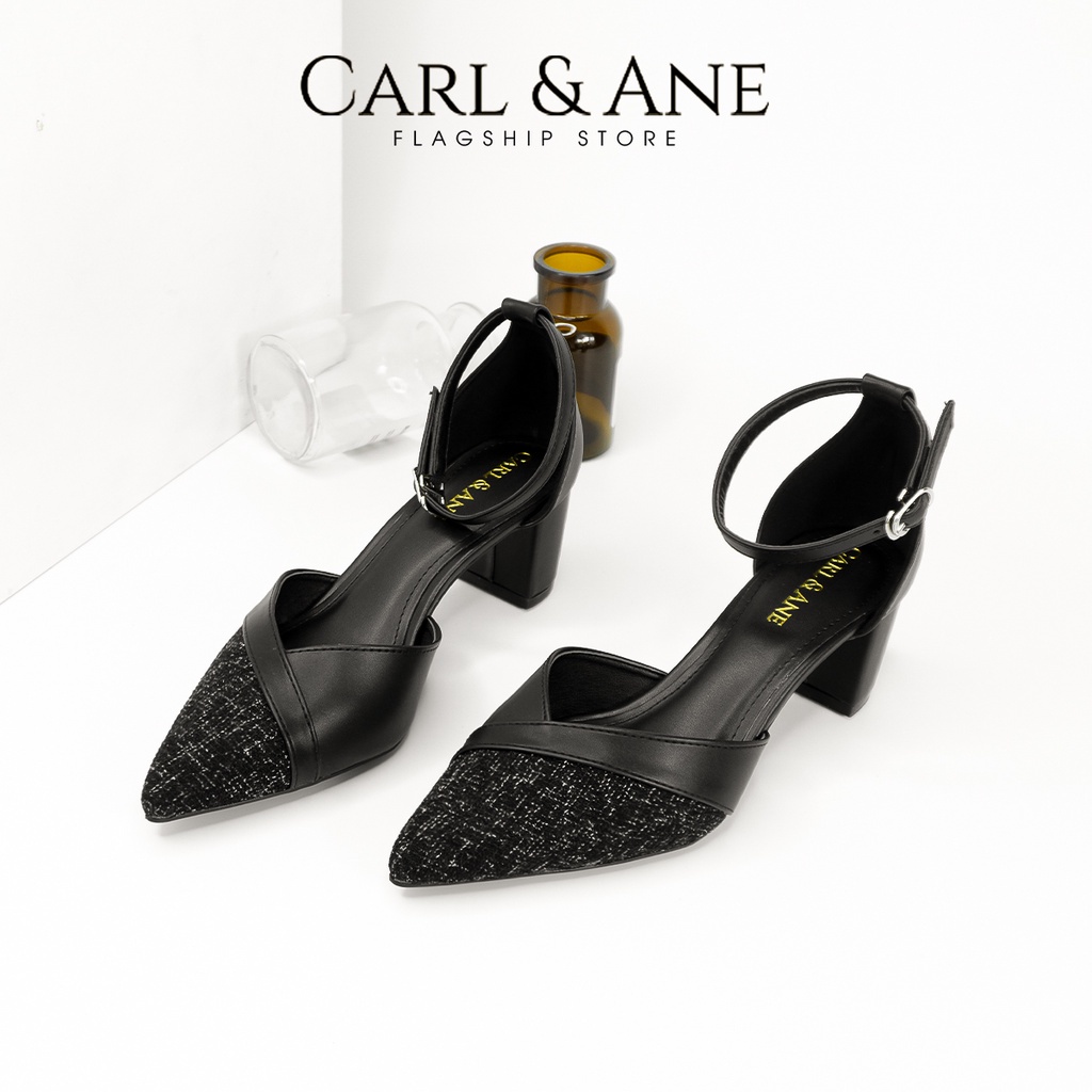 Carl & Ane - Giày cao gót bít mũi kiểu dáng Hàn Quốc 2022 màu kem phối bố _ CL017