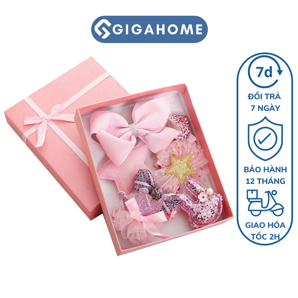 Hộp 10 Phụ Kiện Nơ, Kẹp Tóc Cho Bé GIGAHOME Giao Ngẫu Nhiên 4082