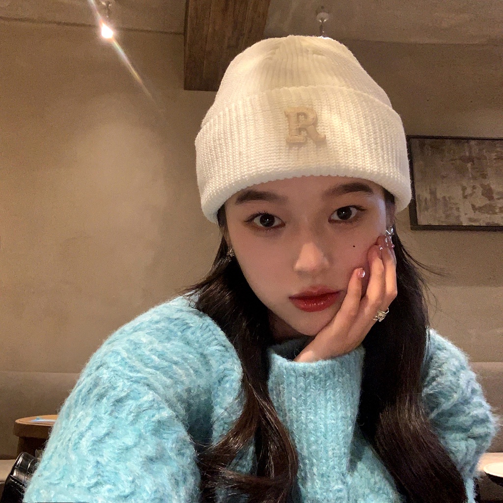 Mũ Len Dệt Kim In Chữ Phong Cách Thời Trang Thu Đông Hàn Quốc Cho Nữ