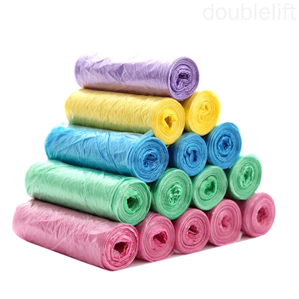 Set 5 Cuộn Túi Đựng Rác Dùng Một Lần Bằng Nhựa Màu Sắc Ngẫu Nhiên Tiện Dụng Cho Nhà Tắm