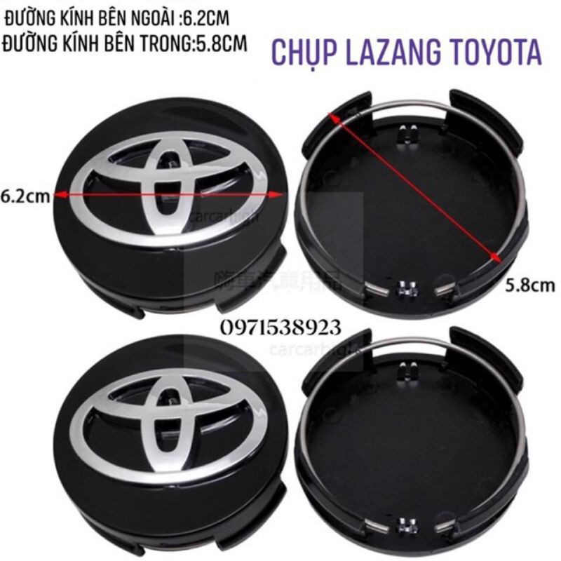 nắp chụp lazang 62mm Cho Toyota Camry innova Yaris Corolla altis vios hàng oem loại xịn đẹp 1 cái