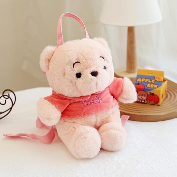 Balo đeo vai kiểu hoạt hình gấu Pooh nhồi bông cỡ nhỏ phong cách Hàn Quốc dễ thương cho bé