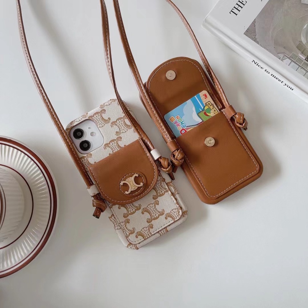 IPhone13pro Max Ốp Điện Thoại Da Dạng Ví Có Dây Đeo Chéo Cho Iphone 14 12Promax 12mini 11promax 11pro Iphonexsmax Xr X 7 7plus 8 8plus