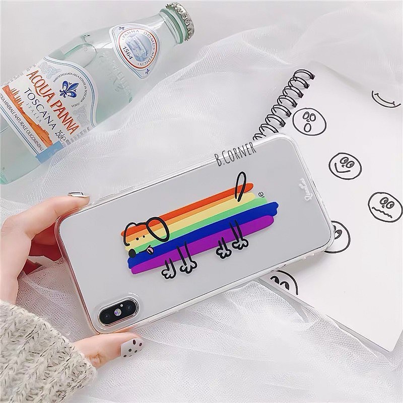 Ốp Lưng Điện Thoại Trong Suốt Chó Bảy Màu - CAS2054