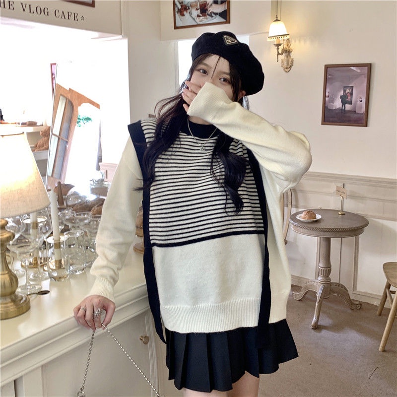 Áo len không tay giả hai lớp phong cách mùa thu mới
 | BigBuy360 - bigbuy360.vn