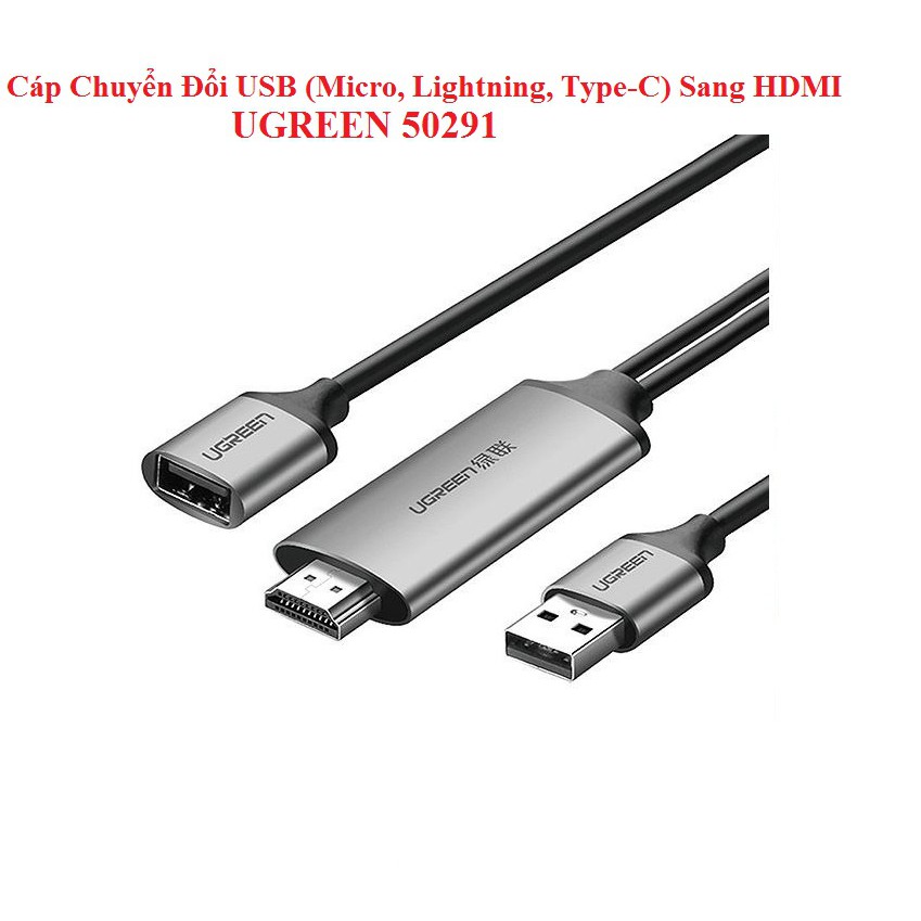 [Mã ELHACE giảm 4% đơn 300K] Cáp Chuyển Đổi USB (Micro, Lightning, Type-C) Sang HDMI UGREEN 50291