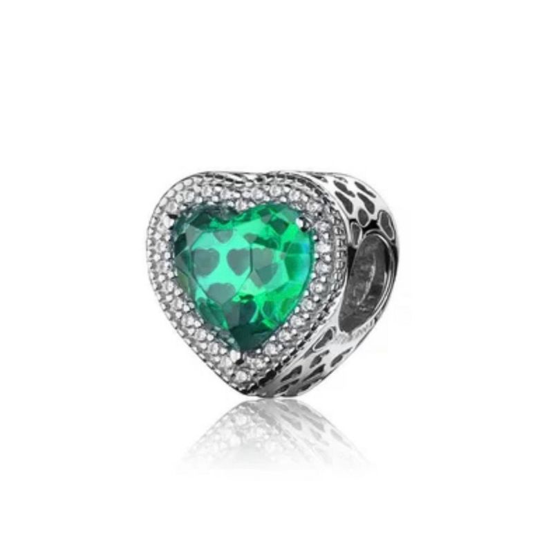 Charm panda radian đính đá pha lê bạc s925 mã DG03 hình tim vĩnh viễn bảo hành