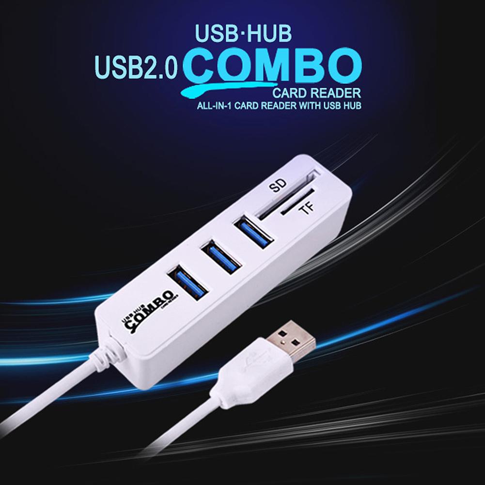 Bộ chia Hub USB 3 cổng Tốc độ cao Bộ chia Hub USB 2.0 Đa USB Combo 2 trong 1 Đầu đọc thẻ SD / TF