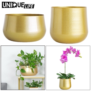 [Yoyo01] Chậu lồng bằng đồng thau Hộp đựng nước tròn trong nhà, Chậu cây xương rồng có lỗ thoát nước (Vàng)
