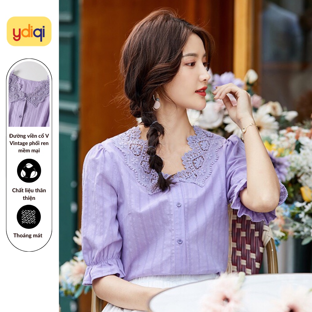 Áo Sơ Mi Nữ Kiểu From Rộng Tay Lỡ, Tay Loe Cổ V Bánh Bèo Chất Vải Thô Đũi Mát Phong Cách Hàn Quốc Vintage