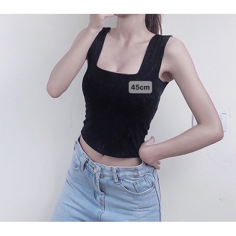 [CÓ SẴN/ ẢNH THẬT 100%] Áo 2 dây bản to croptop đẹp ảnh thật màu đen, trắng HÀNG LOẠI 1 chuẩn ảnh form đẹp