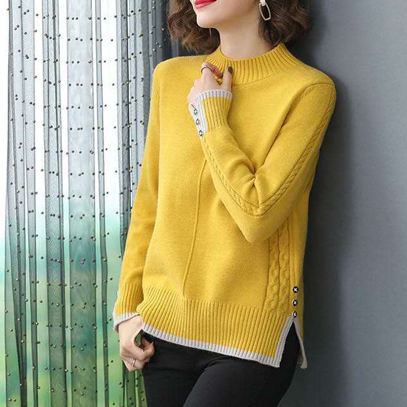 Áo len tay dài cổ lọ thời trang dành cho phụ nữ trung niên