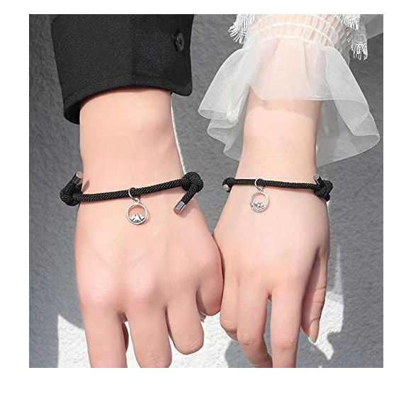 Set 2 vòng tay bện dây khóa nam châm thời trang tùy chọn màu sắc