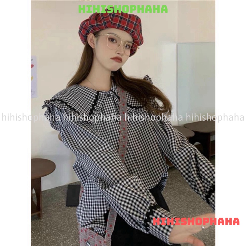 Áo sơ mi nữ cổ bèo , áo babydoll tay bèo hàng QCCC loại 1 A00013 kaca hihishophaha