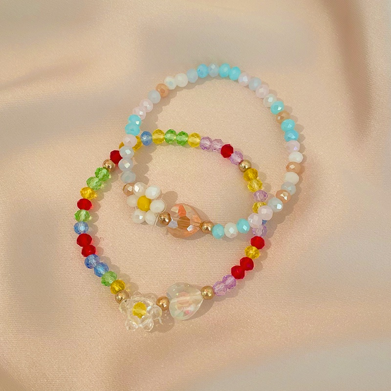  Vòng Tay Chuỗi Hạt Pha Lê Mặt Hoa Cho Nữ