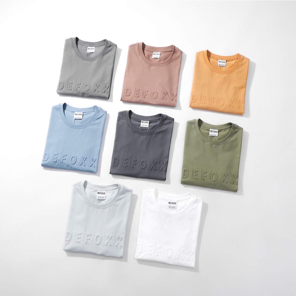 Áo phông nam, áo thun nam cổ tròn trơn DEFOXX vải cotton 4 chiều dập chữ nổi màu xám 220608 foxxmen