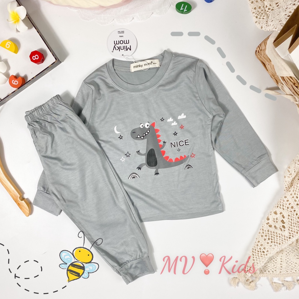 [SALE] Bộ Quần Áo Bé Gái, Bé Trai Minky Mom Vải Thun Lạnh Hoạ Tiết Sư Tử Bịt Mắt, Bộ Dài Tay Cho Bé Thu Đông MKMTD2156