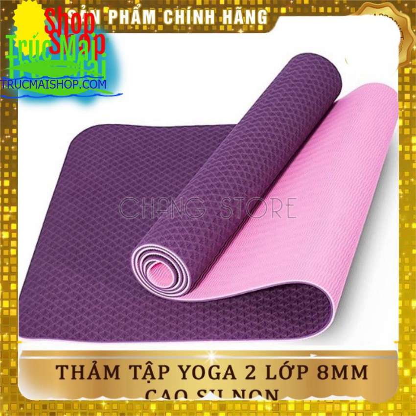 Thảm tập Yoga/ Gym TPE 2 LỚP Cao Su Non Dày, Êm Chống trơn tuột Trượt