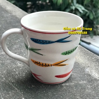 Cốc lipton gốm sứ Bát Tràng cao cấp vẽ cá màu
