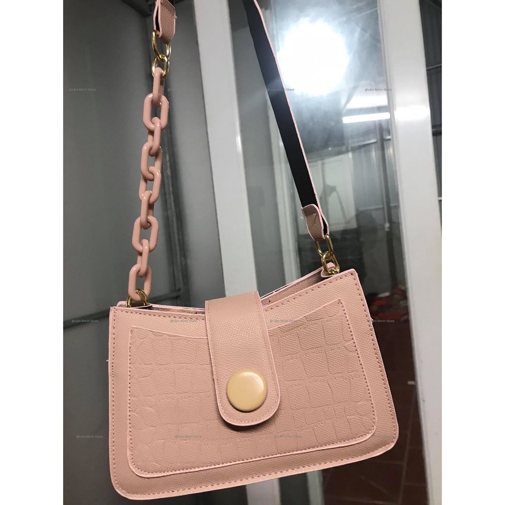 Túi Đeo Chéo Nữ ♥️XẢ KHO♥️ Túi Đeo Vai, Xách Tay Nữ Có Cúc Gập Phối Xích Màu HQ 04