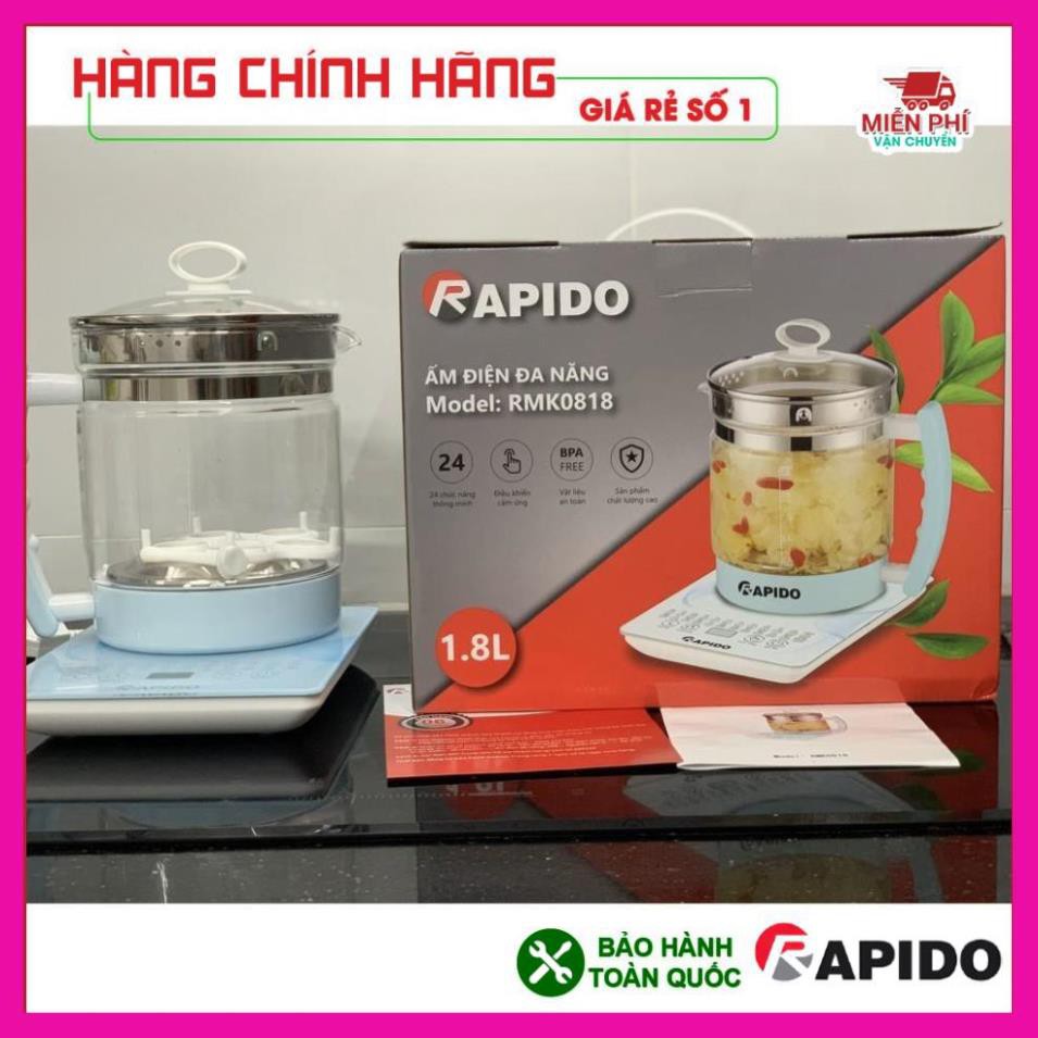 Ấm điện đa năng Rapido RMK0818, nồi lẩu mini Rapido 24 chức năng: nấu mỳ, ăn lẩu, pha sữa, sắc thuốc ảnh thật